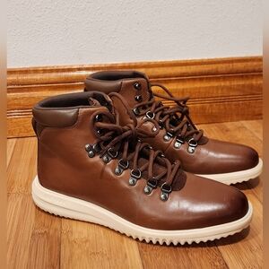 Cole Haan Tan Leather Lace-Up Boots